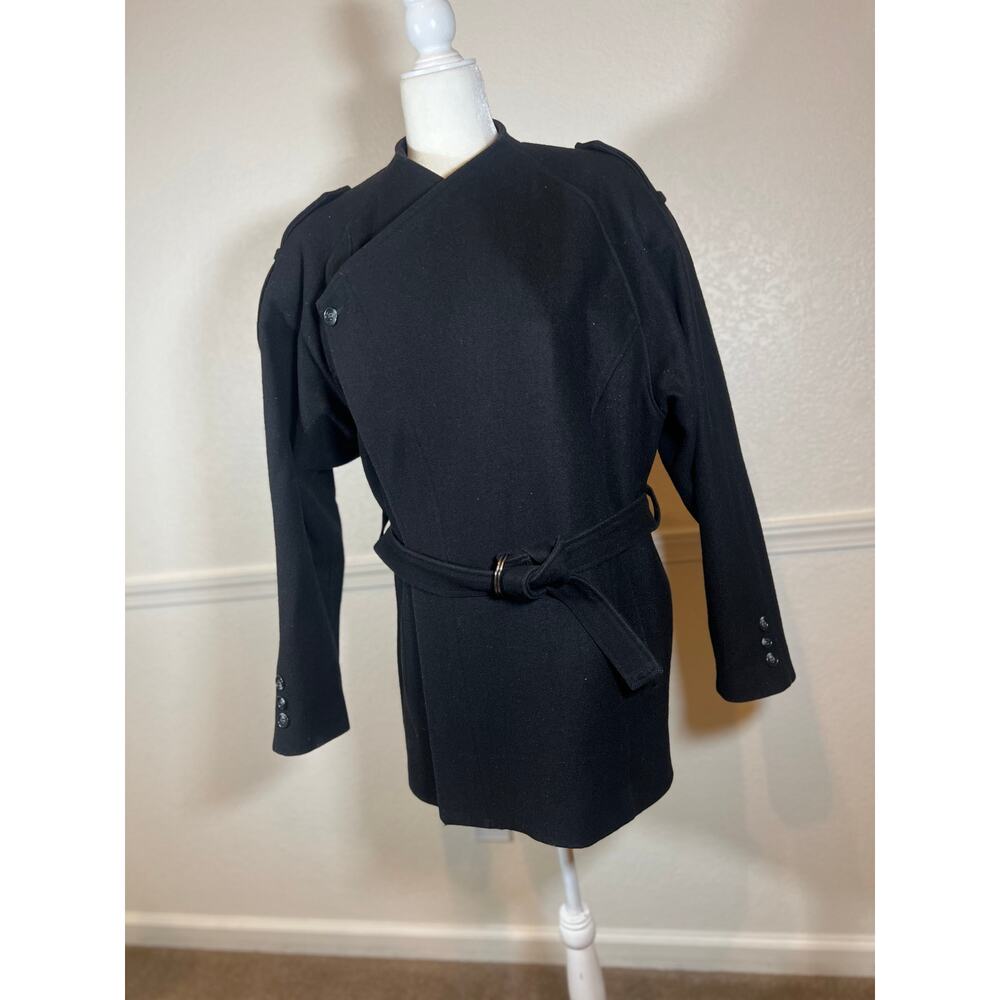 Amici Women xl black militia whimsy goth trench wool coat 1057